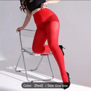 One Size Black, White, and Red Opague Tights With Decadent Rhinestones 4 Sparkle